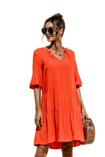 Midi Jurk met V-hals en Bloemenprint - Midi Dresses - Jurkjes.co