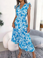 Midi Jurk met V-hals en Bloemenprint - Midi Dresses - Jurkjes.co