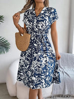 Midi Jurk met V-hals en Bloemenprint - Midi Dresses - Jurkjes.co