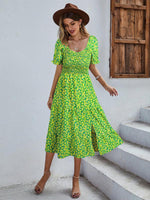 Midi Jurk met V-hals en Bloemenprint - Midi Dresses - Jurkjes.co