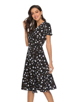 Midi Jurk met V-hals en Bloemenprint - Midi Dresses - Jurkjes.co