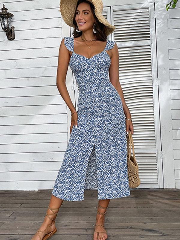 Midi Jurk met V-hals en Bloemenprint - Midi Dresses - Jurkjes.co