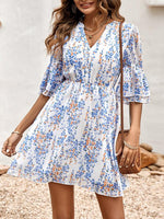 Midi Jurk met V-hals en Bloemenprint - Midi Dresses - Jurkjes.co