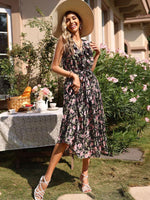 Midi Jurk met V-hals en Bloemenprint - Midi Dresses - Jurkjes.co