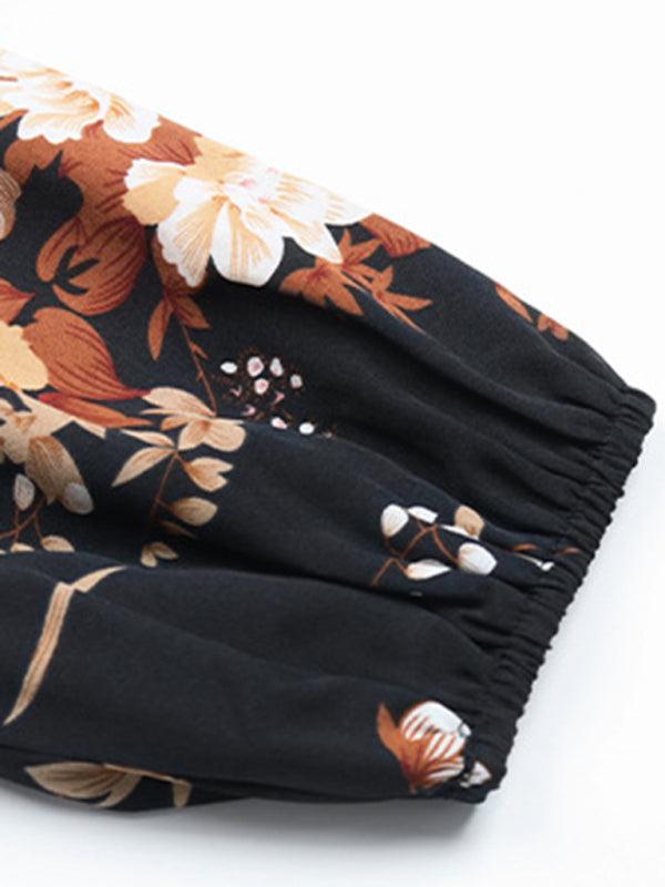 Midi Jurk met V-hals en Bloemenprint - Midi Dresses - Jurkjes.co