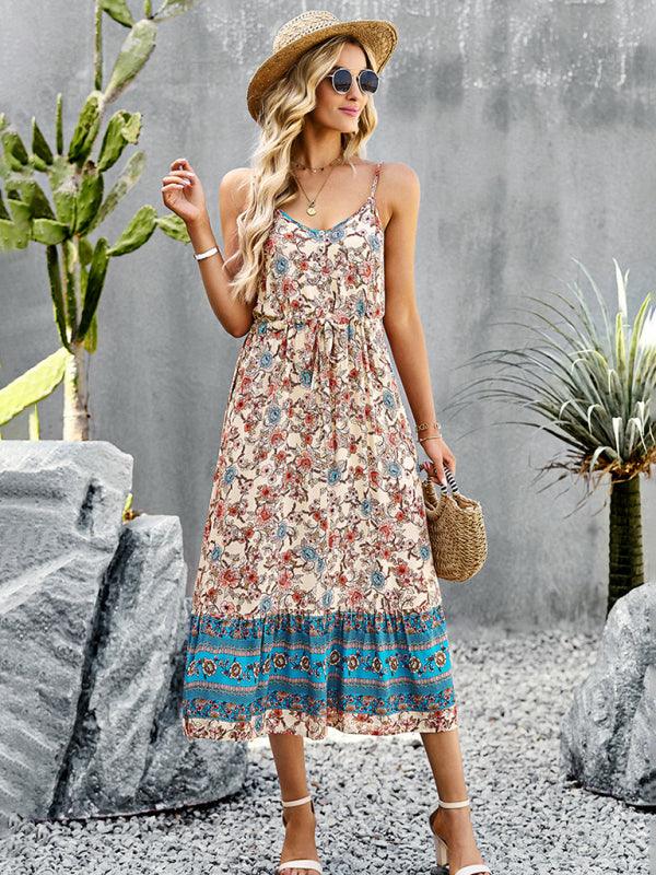 Midi Jurk met V-hals en Bloemenprint - Midi Dresses - Jurkjes.co