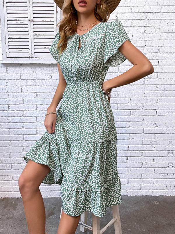 Midi Jurk met V-hals en Bloemenprint - Midi Dresses - Jurkjes.co