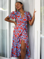 Midi Jurk met V-hals en Bloemenprint - Midi Dresses - Jurkjes.co