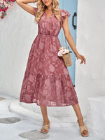 Midi Jurk met V-hals en Bloemenprint - Midi Dresses - Jurkjes.co