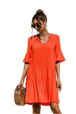 Midi Jurk met V-hals en Bloemenprint - Midi Dresses - Jurkjes.co