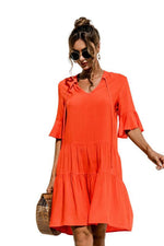 Midi Jurk met V-hals en Bloemenprint - Midi Dresses - Jurkjes.co