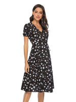 Midi Jurk met V-hals en Bloemenprint - Midi Dresses - Jurkjes.co