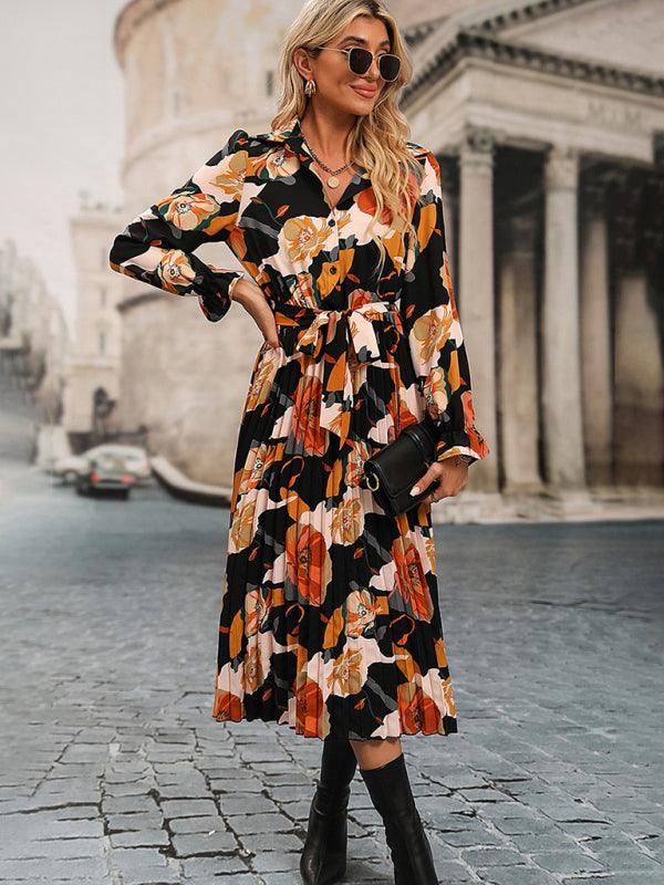 Midi Jurk met V-hals en Bloemenprint - Midi Dresses - Jurkjes.co