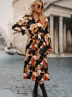 Midi Jurk met V-hals en Bloemenprint - Midi Dresses - Jurkjes.co