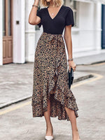 Midi Jurk met V-hals en Bloemenprint - Midi Dresses - Jurkjes.co