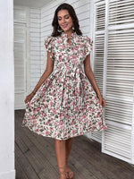 Midi Jurk met V-hals en Bloemenprint - Midi Dresses - Jurkjes.co