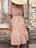 Midi Jurk met V-hals en Bloemenprint - Midi Dresses - Jurkjes.co