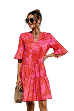 Midi Jurk met V-hals en Bloemenprint - Midi Dresses - Jurkjes.co