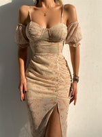 Midi Jurk met V-hals en Bloemenprint - Midi Dresses - Jurkjes.co