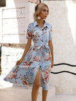 Midi Jurk met V-hals en Bloemenprint - Midi Dresses - Jurkjes.co