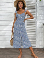 Midi Jurk met V-hals en Bloemenprint - Midi Dresses - Jurkjes.co