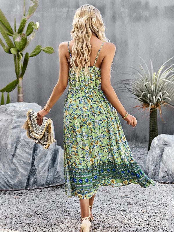 Midi Jurk met V-hals en Bloemenprint - Midi Dresses - Jurkjes.co