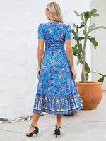 Midi Jurk met V-hals en Bloemenprint - Midi Dresses - Jurkjes.co