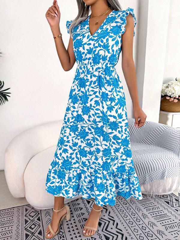 Midi Jurk met V-hals en Bloemenprint - Midi Dresses - Jurkjes.co