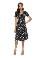 Midi Jurk met V-hals en Bloemenprint - Midi Dresses - Jurkjes.co