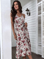 Midi Jurk met V-hals en Bloemenprint - Midi Dresses - Jurkjes.co