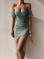 Midi Jurk met V-hals en Bloemenprint - Midi Dresses - Jurkjes.co