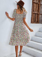 Midi Jurk met V-hals en Bloemenprint - Midi Dresses - Jurkjes.co