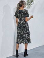 Midi Jurk met V-hals en Bloemenprint - Midi Dresses - Jurkjes.co