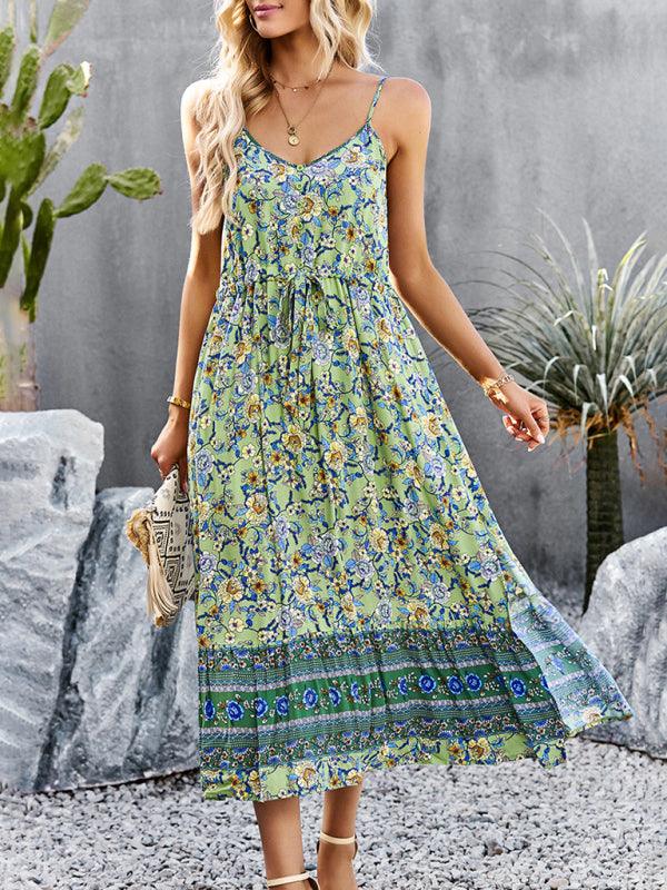 Midi Jurk met V-hals en Bloemenprint - Midi Dresses - Jurkjes.co