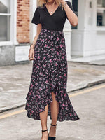 Midi Jurk met V-hals en Bloemenprint - Midi Dresses - Jurkjes.co