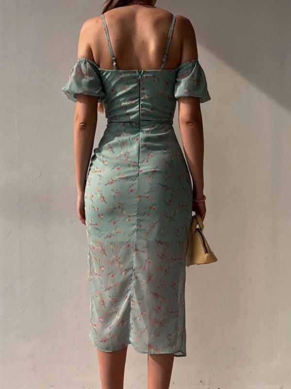 Midi Jurk met V-hals en Bloemenprint - Midi Dresses - Jurkjes.co