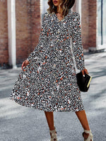 Midi Jurk met V-hals en Bloemenprint - Midi Dresses - Jurkjes.co