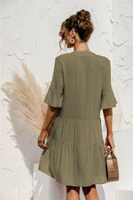 Midi Jurk met V-hals en Bloemenprint - Midi Dresses - Jurkjes.co