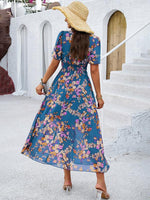 Midi Jurk met V-hals en Bloemenprint - Midi Dresses - Jurkjes.co