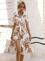Midi Jurk met V-hals en Bloemenprint - Midi Dresses - Jurkjes.co
