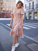 Midi Jurk met V-hals en Bloemenprint - Midi Dresses - Jurkjes.co