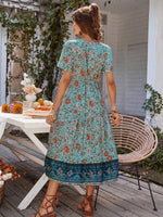 Midi Jurk met V-hals en Bloemenprint - Midi Dresses - Jurkjes.co