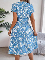 Midi Jurk met V-hals en Bloemenprint - Midi Dresses - Jurkjes.co