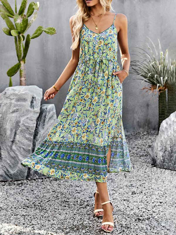 Midi Jurk met V-hals en Bloemenprint - Midi Dresses - Jurkjes.co