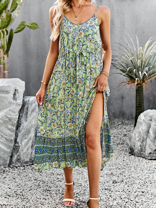 Midi Jurk met V-hals en Bloemenprint - Midi Dresses - Jurkjes.co