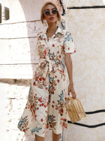 Midi Jurk met V-hals en Bloemenprint - Midi Dresses - Jurkjes.co