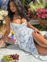 Midi Jurk met V-hals en Bloemenprint - Midi Dresses - Jurkjes.co