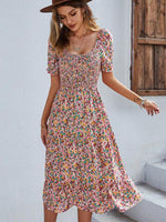 Midi Jurk met V-hals en Bloemenprint - Midi Dresses - Jurkjes.co