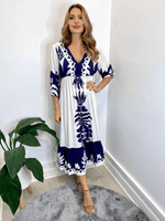 Midi Jurk met V-hals en Bloemenprint - Midi Dresses - Jurkjes.co