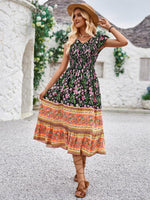 Midi Jurk met V-hals en Bloemenprint - Midi Dresses - Jurkjes.co